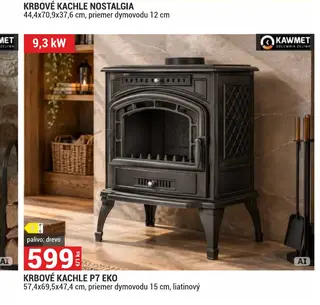 Krbové kachle P7 Eko 57,4x69,5x47,4 cm, priemer dymovodu 15 cm, liatinový