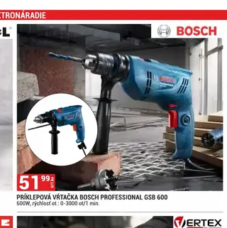 Príklepová vŕtačka Bosch Professional GSB 600