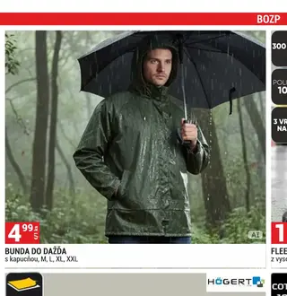 Bunda do dažďa s kapucňou, M, L, XL, XXL