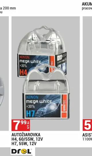 Autožiarovka H4, 60/55W, 12V / H7, 55W, 12V