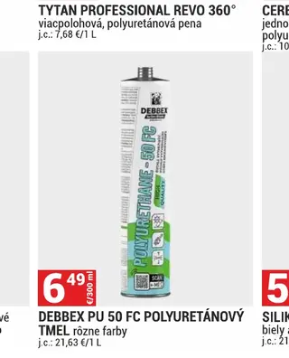 Debbex PU 50 FC polyuretánový tmel rôzne farby