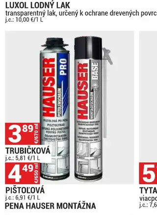 Trubičková pena Hauser montážna
