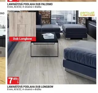 Laminátová podlaha Dub Longbow 8 mm, AC4/32, 4-stranná v-drážka