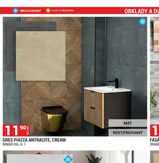 Gres Piazza Antracite, Cream 60x60 cm, tr. I