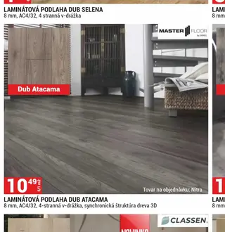 Laminátová podlaha Dub Atacama 8 mm, AC4/32, 4-stranná v-drážka, synchronická štruktúra dreva 3D