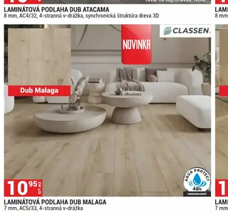 Laminátová podlaha Dub Malaga 7 mm, AC5/33, 4-stranná v-drážka