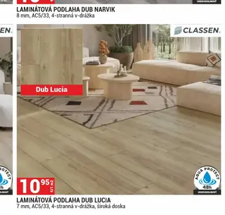 Laminátová podlaha Dub Lucia 7 mm, AC5/33, 4-stranná v-drážka, široká doska