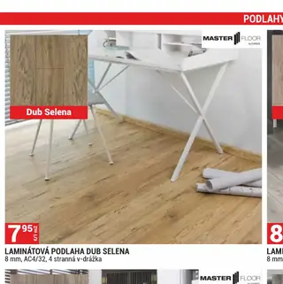 Laminátová podlaha Dub Selena 8 mm, AC4/32, 4 stranná v-drážka