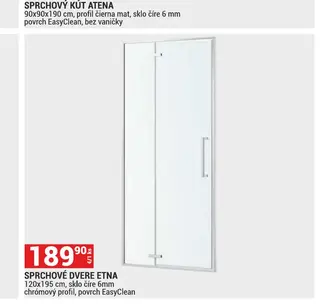 Sprchové dvere ETNA 120x195 cm, sklo číre 6mm, chrómový profil, povrch EasyClean