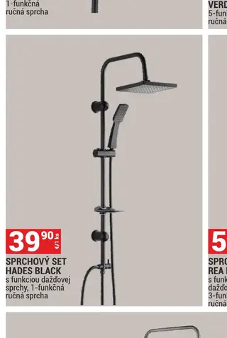 Sprchový set Hades Black s funkciou dažďovej sprchy, 1-funkčná ručná sprcha