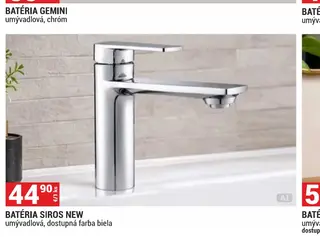 Batéria Siros New umývadlová, dostupná farba biela