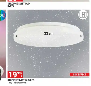 Stropné svietidlo LED 13W, 13 kWh/1000 h