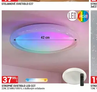 Stropné svietidlo LED CCT 22W, 22 kWh/1000 h, s diaľkovým ovládaním