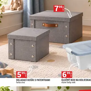 Skladací košík s patentkami farba sivá
