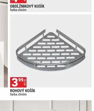 Rohový košík farba chróm