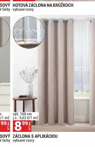 Záclona s aplikáciou výš. 160 cm