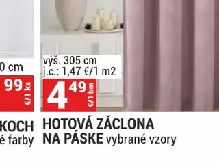Hotová záclona na páske výš. 305 cm