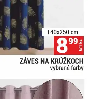 Záves na krúžkoch 140x250 cm