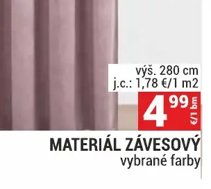 Materiál závesový výš. 280 cm