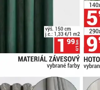 Materiál závesový výš. 150 cm