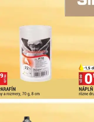 Náplň parafín rôzne druhy a rozmery 70 g, 8 cm