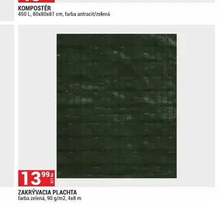 Zakrývacia plachta farba zelená, 90 g/m2, 4x8 m