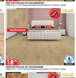Vinylová podlaha SPC Dub Richmond hrúbka 5 mm + 1 mm integrovaný podklad, trieda záťaže 33, 4-stranná v-drážka