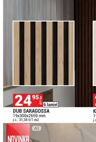 Akustické lamely Dub Saragossa 19x300x2650 mm