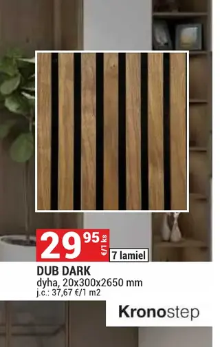 Akustické lamely Dub Dark 20x300x2650 mm