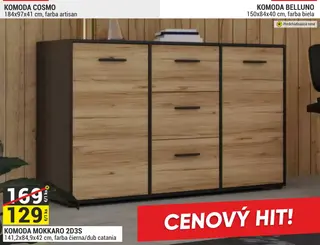 Komoda Mokkaro 2D3S 141,2x84,9x42 cm, farba čierna/dub catania