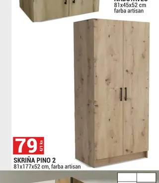 Skriňa Pino 2 81x177x52 cm farba artisan