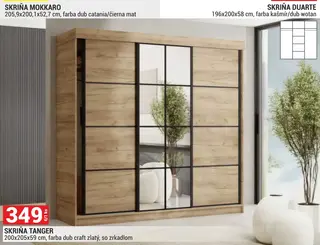 Skriňa Tanger 200x205x59 cm, farba dub craft zlatý, so zrkadlom
