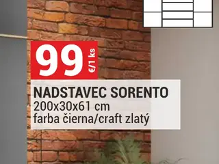 Nadstavec Sorento 200x30x61 cm, farba čierna/craft zlatý