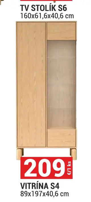 Vitrína S4 89x197x40,6 cm