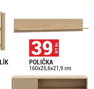 Polička 160x25,6x21,9 cm