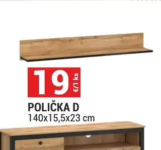 Polička D Systém Palmer 140x15,5x23 cm