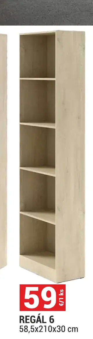 Regál 6 58,5x210x30 cm