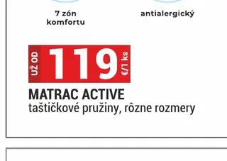 Matrac Active taštičkové pružiny, rôzne rozmery