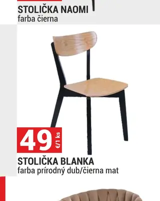 Stolička Blanka farba prírodný dub/čierna mat