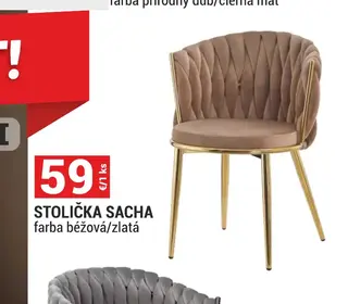 Stolička Sacha farba béžová/zlatá