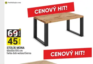 Stolík Mona 60x50x105 cm farba dub wotan/čierna