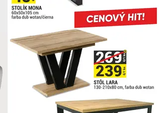 Stôl Lara 130-210x80 cm, farba dub wotan