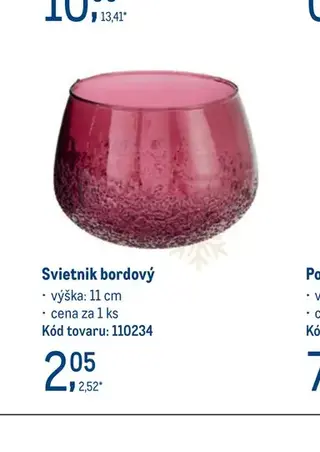 Svietnik bordový