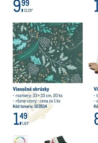 Vianočné obrúsky 33×33 cm, 20 ks