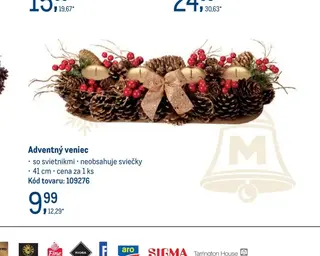 Adventný veniec so svietnikmi 41 cm