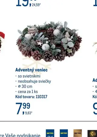 Adventný veniec so svietnikmi ⌀ 30 cm
