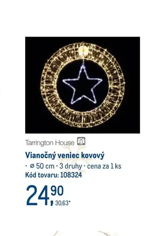 Vianočný veniec kovový ⌀ 50 cm