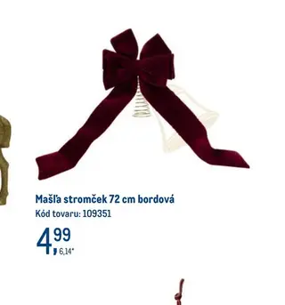 Mašľa stromček 72 cm bordová