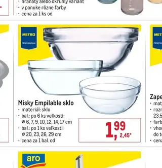 Misky Empilable sklo