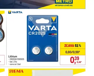 Varta Lithium CR2032/CR2025 2 ks